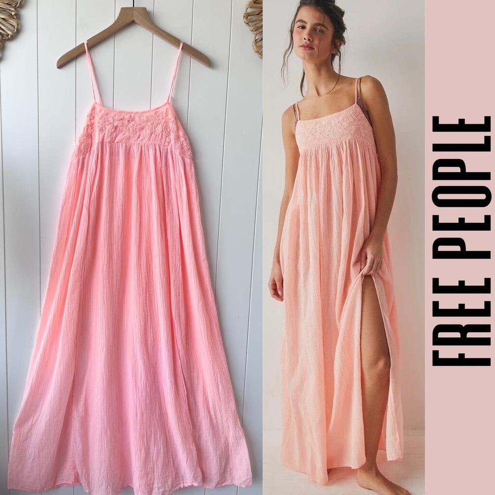Free People maxi dress slip embroidered cotton - Picture 6 of 9